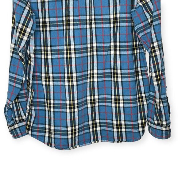 L.L. Bean Flannel Shirt Blue Traditional Fitted Plaid Button Down Men’s Size Med - Picture 6 of 8